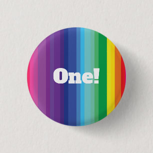 Mod Rainbow Colourful 1st Birthday Party 3 Cm Round Badge