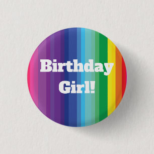 Mod Rainbow Colourful 1st Birthday Party 3 Cm Round Badge