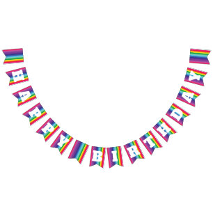 Mod Rainbow Colourful 1st Birthday Party Bunting