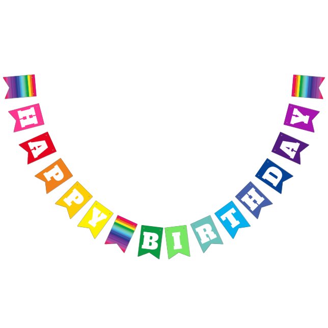 Mod Rainbow Colourful 1st Birthday Party Bunting (All)