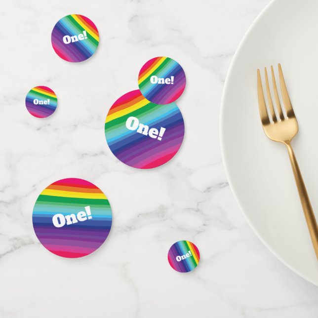 Mod Rainbow Colourful 1st Birthday Party Confetti (Group)