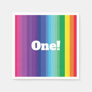 Mod Rainbow Colourful 1st Birthday Party Napkin