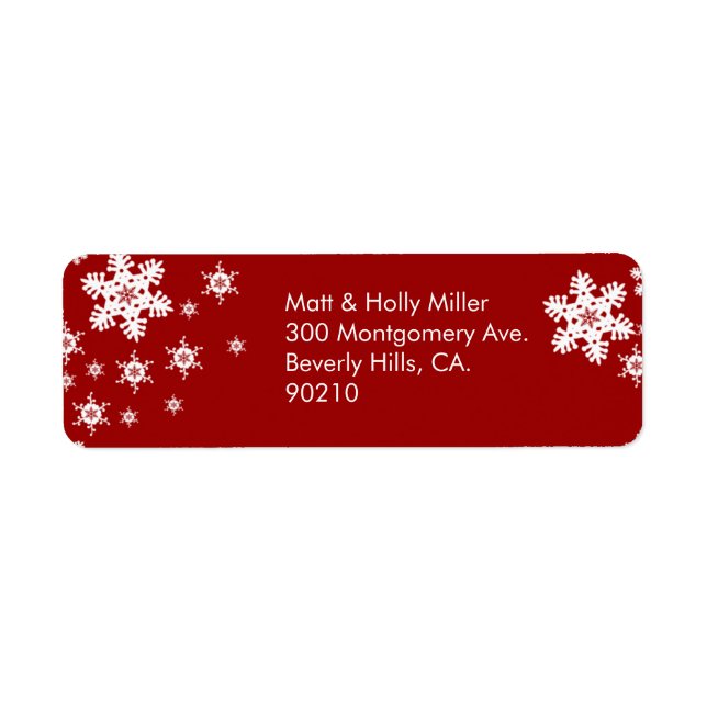 Mod Red Snowflakes Return Address Label (Front)