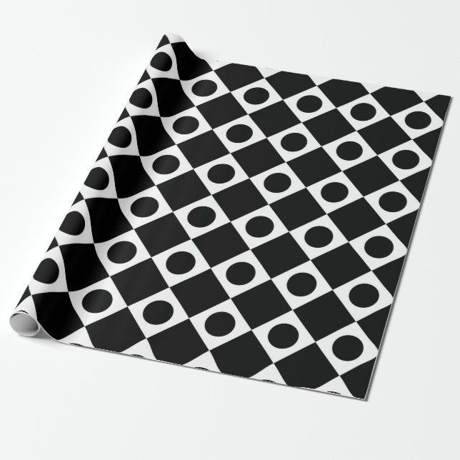 Mod Retro 60's Black Wrapping Paper (Unrolled)