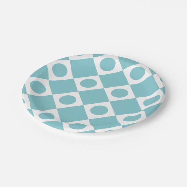 Mod Retro 60's Sky Paper Plate (Angled)