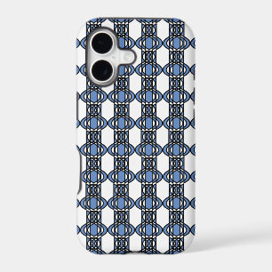 Mod Retro Blue Abstract Scarab Pattern