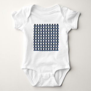Mod Retro Blue Abstract Scarab Pattern Baby Bodysuit