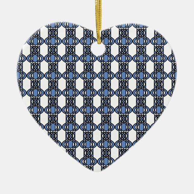Mod Retro Blue Abstract Scarab Pattern Ceramic Tree Decoration (Front)
