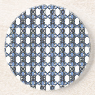 Mod Retro Blue Abstract Scarab Pattern Coaster