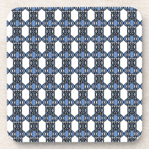 Mod Retro Blue Abstract Scarab Pattern Coaster