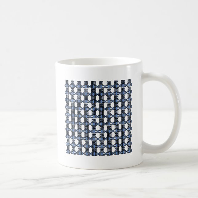 Mod Retro Blue Abstract Scarab Pattern Coffee Mug (Right)