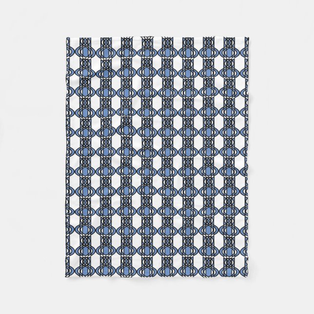 Mod Retro Blue Abstract Scarab Pattern Fleece Blanket (Front)