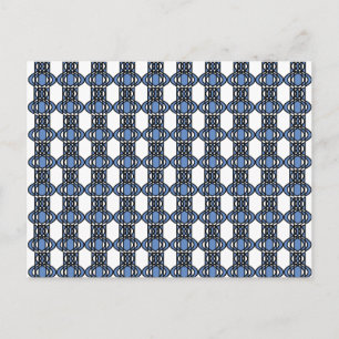 Mod Retro Blue Abstract Scarab Pattern Postcard