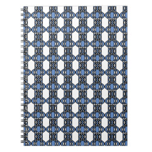 Mod Retro Blue Abstract Scarab Pattern Spiral Notebook
