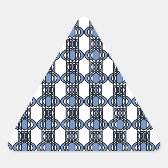Mod Retro Blue Abstract Scarab Pattern Triangle Sticker (Front)