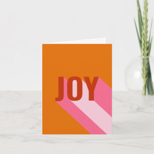 Mod Retro Bright Colourful Pink Orange Joy Photo Holiday Card