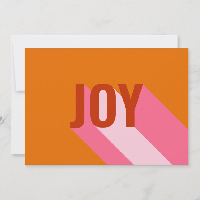 Mod Retro Bright Colourful Pink Orange Joy Photo Holiday Card (Front)