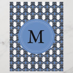 Mod Retro Monogram Blue Abstract Scarab Pattern