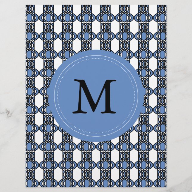 Mod Retro Monogram Blue Abstract Scarab Pattern (Front)