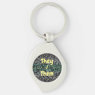 Mod Retro Quirky Groovy Boho Paragender Pride Key Ring