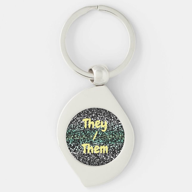 Mod Retro Quirky Groovy Boho Paragender Pride Key Ring (Front)