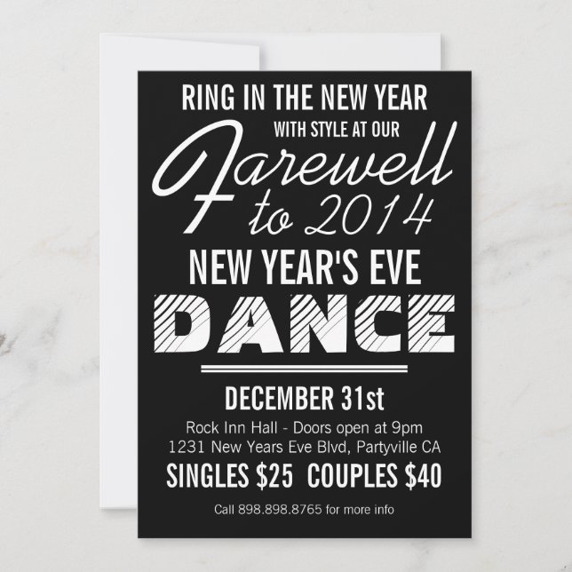Mod Retro Style New Years Eve Party Ad Invitation (Front)