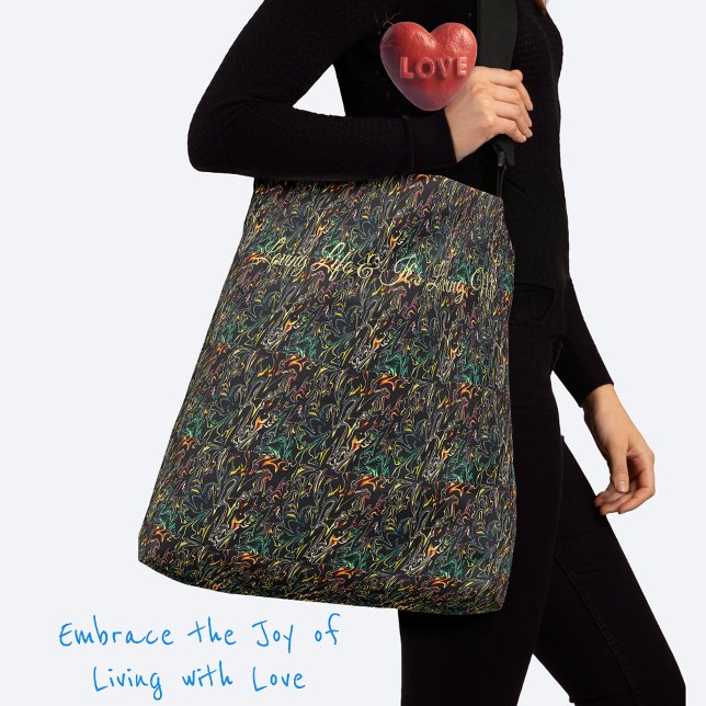 Mod Rich Faux Quilt Dark Multicolor Pattern   Crossbody Bag (Love Life & It's Loving Me Tote Bag, Gold and Black Pring)