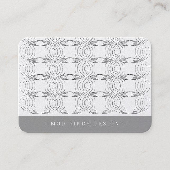 Mod Rings Simple Geometric Pattern Modern Stylish Business Card (Front)