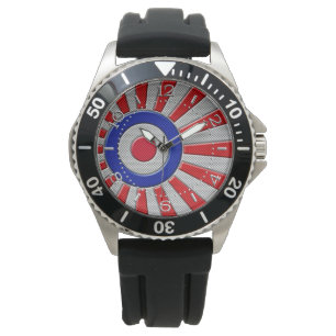 Mod Roundel Asian Sunburst in Carbon Style Dial Watch