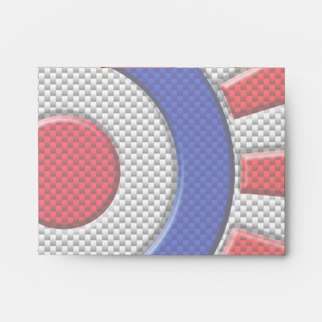 Mod Roundel Sunburst Carbon Fibre Style Envelopes (Front)