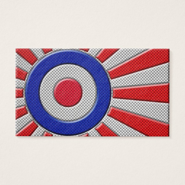 Mod Roundel Sunburst Design in Carbon Fiber Style (Front)