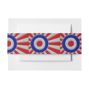 Mod Roundel Sunburst Design in Carbon Fibre Style Invitation Belly Band