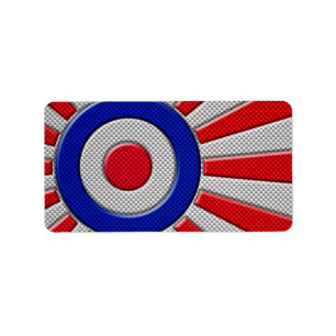 Mod Roundel Sunburst Design in Carbon Fibre Style Label