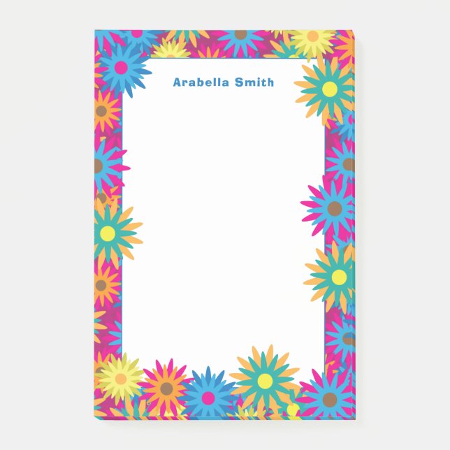 Mod Sixties Seventies Flower Power Hippie Post-it Notes (Front)