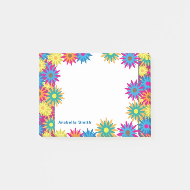 Mod Sixties Seventies Flower Power Hippie Post-it Notes (Front)