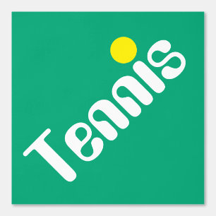 Mod Slant White Yellow TENNIS Text On Retro Blue Wallpaper