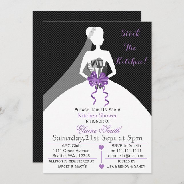 Mod stock the kitchen Bridal shower Invite (Front/Back)