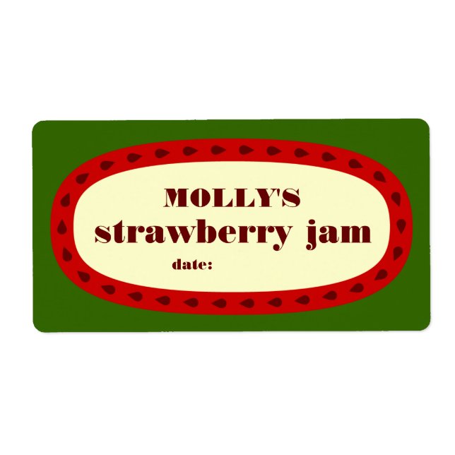 Mod Strawberry Jam Home Canning Jar Label (Front)