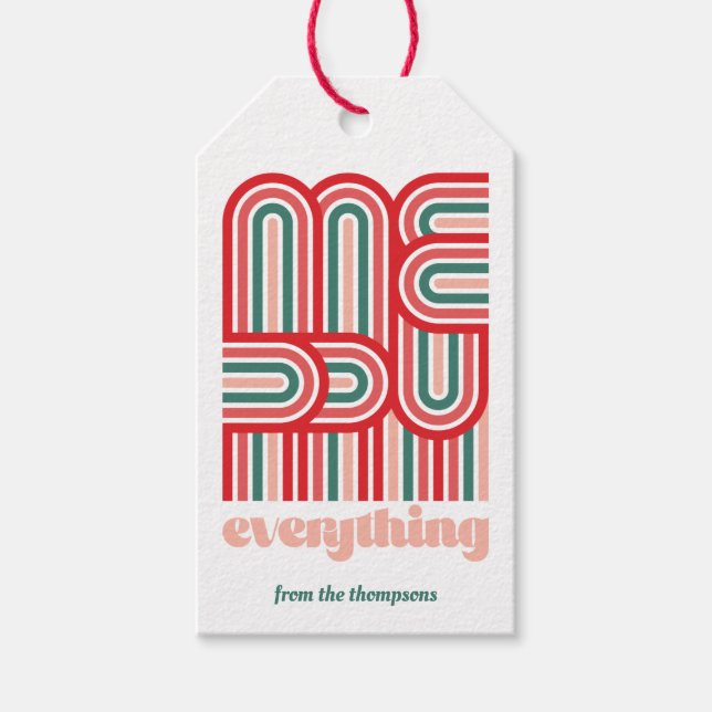 Mod Stripe Merry Everything Red & Green Gift Tag (Front)