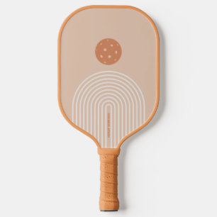 Mod Striped Arch Neutral Colors Custom Text Pickleball Paddle