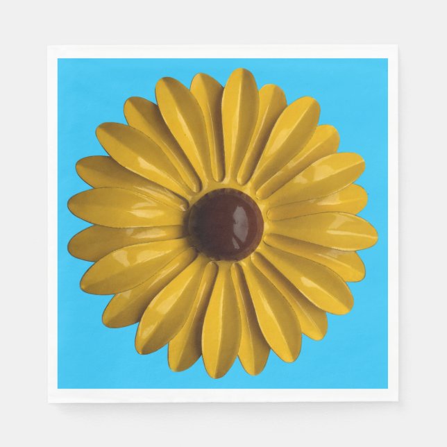 MOD Sunflower Flower Brooch - Floral Summer Garden Napkin (Front)