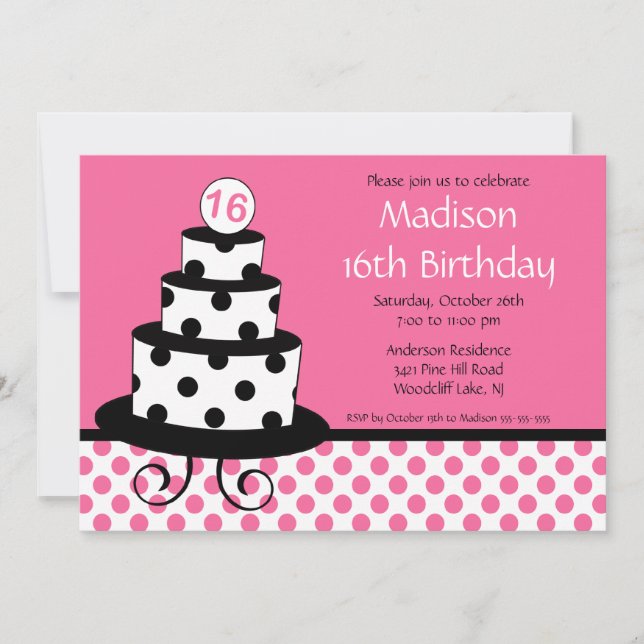 Mod Sweet Sixteen Birthday Party Invitation (Front)
