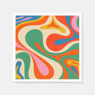 Mod Swirl Retro Trippy Colourful Abstract Pattern Napkin