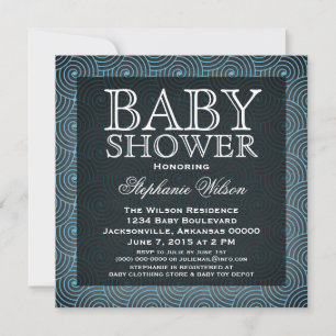 Mod Swirls Baby Shower Invite, Blue Invitation