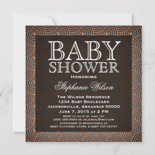 Mod Swirls Baby Shower Invite, Coral Invitation