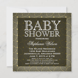 Mod Swirls Baby Shower Invite, Yellow Invitation
