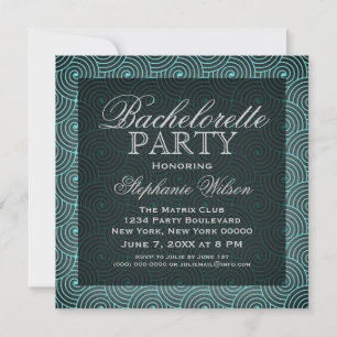 Mod Swirls Bachelorette Party Invite, Aqua Invitation