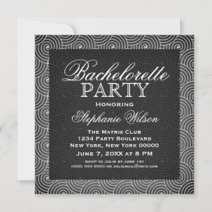 Mod Swirls Bachelorette Party Invite, Ivory Invitation