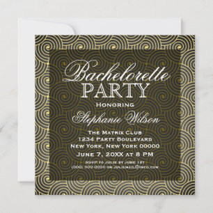 Mod Swirls Bachelorette Party Invite, Yellow Invitation