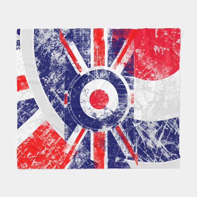 Mod Target Mods UK Target Grunge Roundel Fleece Blanket (Front (Horizontal))